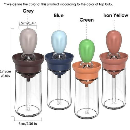 Oil Dispenser with Brush - Glass Olive Oil Dispenser for Kitchen, 2 IN 1 Oil Dispenser Bottle with Silicone Basting Brush for Cooking Vinegar Sauce BBQ Grill Frying, T-OB21, Grey - color: Gray