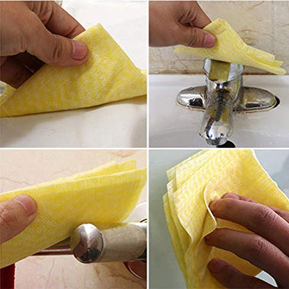 KMAKII 80 Pack Disposable Dish Cloths Heavy Duty Reusable Cleaning Wipes Dish Rags For Kitchen, 14 x 21 inches - Yellow - color: Yellow