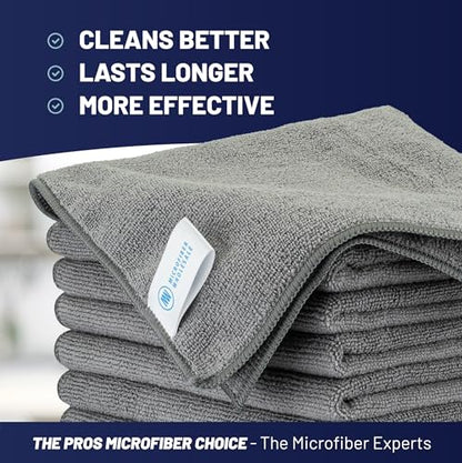 12" x 12" MW Pro Multi-Surface Microfiber Cleaning Cloths | Gray - 48 Pack | Premium Microfiber Towels for Cleaning Glass, Kitchens, Bathrooms, Automotive, Supplies & Products - color: Gray, size: 48 Count (Pack of 1)