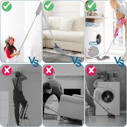 Retractable Gap Dust Cleaner Brush with Long Handle (30 to 100 inches), Cleaning Tools with 2 Microfiber Dusting Cloths, Extendable Duster for Cleaning Under Refrigerator Sofa Couch Bed Furniture