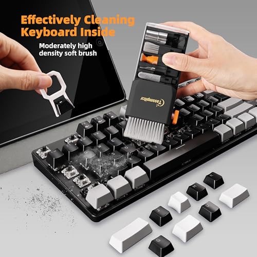 Keyboard Cleaning Kit Keyboard Cleaner, All in One Computer Screen and Laptop Cleaner, Compact Portable Electronic Laptop Cleaning Kit with Soft Brush and Spray for MacBook iPad iPhone Earbud, Black - color: Black