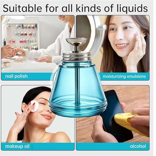 5 Oz/ 150ml Glass Push Down Pump Dispenser Bottle With Cap Push Down Glass Empty Pump Dispenser for Alcohol Makeup Clear Refillable Bottle Hand Pumping Press Container - color: Blue - 150ml - Round - 1pcs
