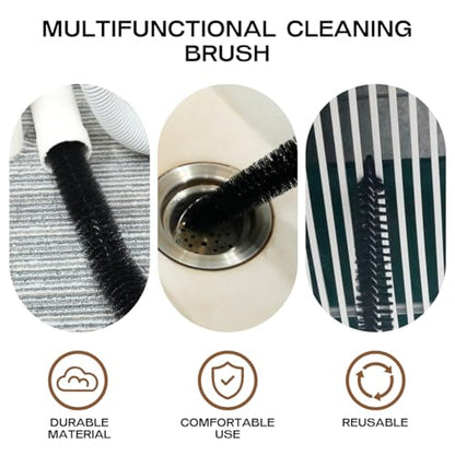 2 Pack Dryer Vent Cleaning Brush Kit: 16.5" Heavy-Duty Lint Removal Tool, Refrigerator Coil & Crevice Cleaner Brush for Stubborn Lint Trap Dust and Pet Hair