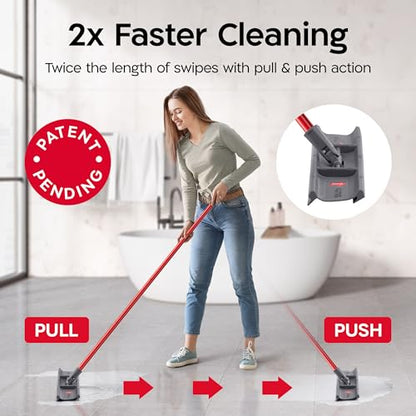 Tyroler Heavy Duty Floor Squeegee for Concrete Floors | 16.5" Squeegee for Floor with 55" 4-Part Handle | Squeegees Broom for Floors | The MoppyShmoppy is The Ideal Squeegees Mop for All Surfaces