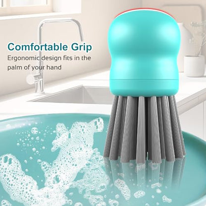 Mini Dish Brush for Cleaning Chicken Shredder, Palm Brush Dish Scrubber with Ergonomic Grip, Kitchen Brush for Washing Dishes, Pans, Pots, Sink (2, Mint Green) - color: Mint Green