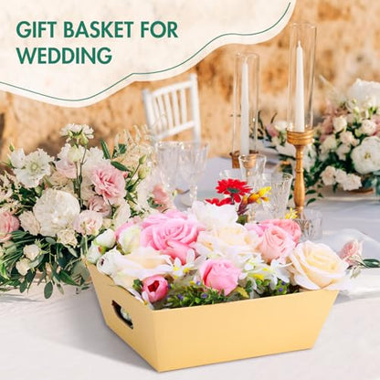 AFOROEOA 6PACK Baskets For Gifts Empty, 10x12”Thick Kraft Gift Basket with 6Bows 6Bags Empty Gift Baskets for Christmas, Valentine’s Day, Easter, Birthdays, Valentine’s Day Wrapping Gift - color: 6PACK Kraft