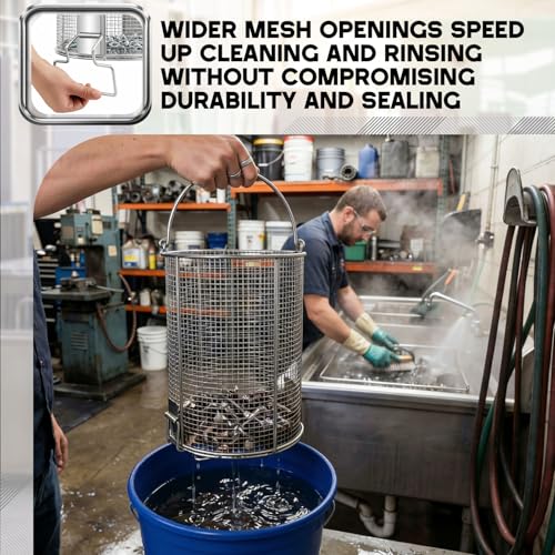 1 Pcs 1/4″ Mesh 5 Gallon Dip and Drain Stainless Steel Part Cleaning Strainer Basket for Buckets, Swing Handle, for Mechanics Auto Parts Washing Garage Shop Home Workshop, Bucket Not Included - size: 5 Gallon,1/4″