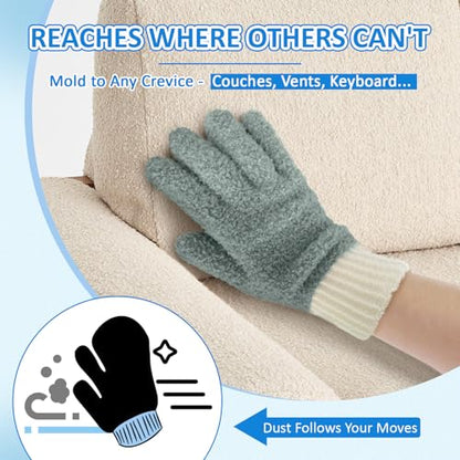MIG4U Microfiber Dusting Gloves House Cleaning Glove for Blinds, Windows, Shutters, Furniture, and Car, Reusable Lint-Free Gray 2 Pairs S/M - color: Gray 2 Pairs, size: Small-Medium
