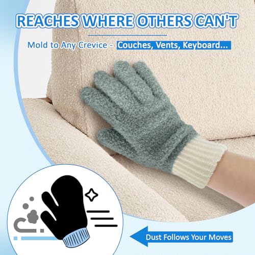 MIG4U 4 Pairs Microfiber Gloves - Dusting Gloves for House Cleaning - Washable Blind Cleaner Duster Tool (Blue/Pink/Gray/Navy,S/M) - color: Blue/Gray/Navy/Pink 4 Pairs, size: Small-Medium