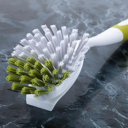Dish Brush with Handle, Stiff Bristles Dish Scrubber for Pots, Pans & Sink Cleaning, 5 Pack - color: Yellow 5 Pack