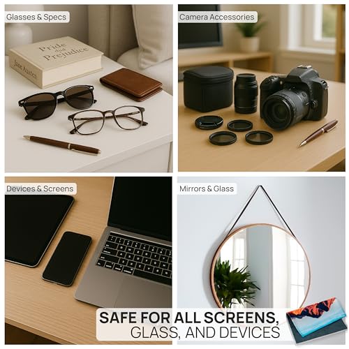 Microfiber Wholesale Quick Cloth Glasses Cleaning Cloths–5x7 Desert 2-Pack with Case | Double-Sided Lens Cleaner for Eyeglasses, Camera, Screens & Glass | Reusable Microfiber Glass Polishing Cloths - color: Desert, size: 5"x7"