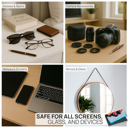 Microfiber Wholesale Quick Cloth Glasses Cleaning Cloths–5x7 Desert 2-Pack with Case | Double-Sided Lens Cleaner for Eyeglasses, Camera, Screens & Glass | Reusable Microfiber Glass Polishing Cloths - color: Desert, size: 5"x7"