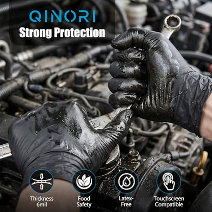 Nitrile Gloves Disposable 6 Mil Black Heavy Duty for Cooking/Food Handling/Tattoo/Hair Dye/Barber/Cleaning/Industrial - size: Large (1000 count)