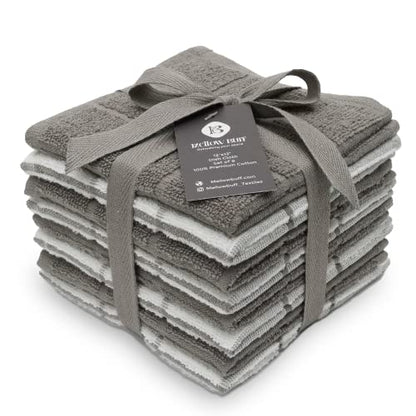 100% Cotton Terry Dish Cloth & Dish Towel, 8 Pack, Super Soft and Absorbent Kitchen Towels, Perfect for Kitchen Cleaning and Dish Washing (Grey (Solid and Checks) 8 Pack) - color: Grey (Solid and Checks) 8 Pack