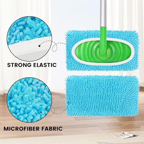 6Pcs Reusable Microfiber Mop Pads Compatible with Sweeper Mop, Replacement Wet Mopping pad Refills & Washable Dry Sweeping Cloths for Surface/Hardwood Floor Cleaning (Blue) - color: 6 Pack Blue