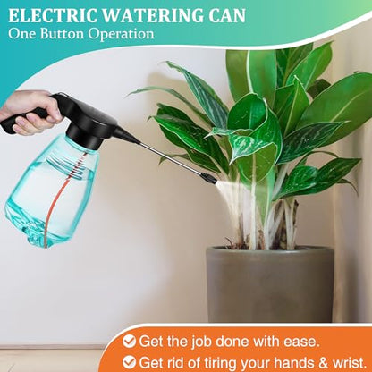 Electric Spray Bottle Plant Mister for Indoor Outdoor Plants, 0.5 Gallon Automatic Watering Can Rechargeable Battery Powered Sprayer with Adjustable Spout for Gardening, Cleaning(Green Style) - style: Green Style
