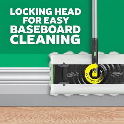 Swiffer Sweep & Mop Deluxe 2-in-1 Multi-Surface Kit for Floor Cleaning, Includes 1 Sweeper Device, 5 Dry Sweeping + 6 Wet Mopping Heavy Duty Cloths, Black - style: Sweep & Mop Deluxe