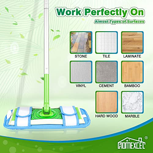 HOMEXCEL Microfiber Reusable Mop Pads Compatible with Swiffer Sweeper- Machine Washable Microfiber Pad Refills for Household Cleaning-Floor Cleaning Mop Head Pads Work Wet and Dry-Pack of 4
