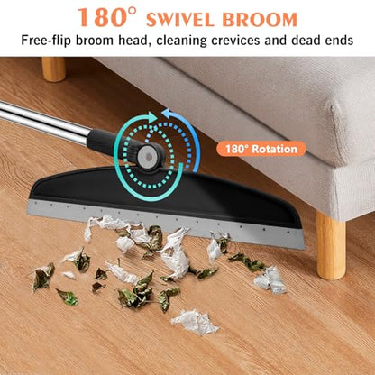 Multifunction Silicone Broom, 54 Inch Long Handle Silicone Floor Squeegee Broom, Sweep and Scrape 2 in 1 Household Cleaning Broom for Floor, Bathrooms, Kitchens, Showers, Tile, Pet Hair, Black Grey - color: Black Grey
