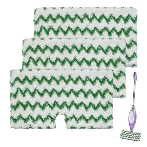 3 Pack Steam Pocket Mop Replacement Pads for Shark S3500 Series S3501 S3601 S3550 S3901 SE450 S2901 S2902 S3801,Reusable Steam Mop Pad with Deep Cleaning Scrub Strip,Microfiber Steam Mop Refills,Green - color: Green