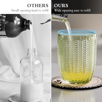 CICUFY Foaming Hand Soap & Lotion Dispenser, Refillable Glass with Large Gold Pump(Barrel Pattern-Green) - color: Green, style: Foam/Barrel Pattern