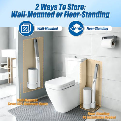Disposable Toilet Brush and Holder Set, 2 Pack Toilet Wand Kit with 72 Refills, Wall Mounted Toilet Bowl Cleaner System Kit, Toilet Scrubber for Bathroom Cleaning Sink Bathtub - size: 2 set+72 refills