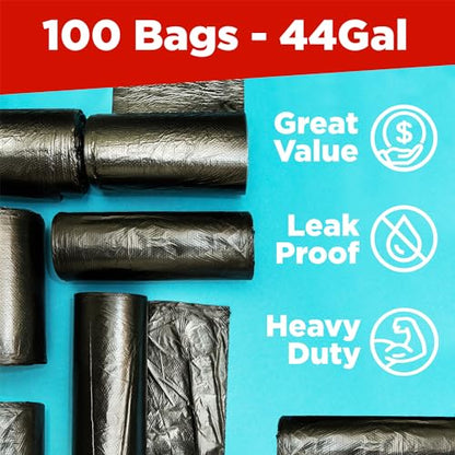 Toughbag 40-45 Gallon Trash Bags Heavy Duty (100 Count) - 39, 40, 42, 44 Gallon Trash Bags for Contractors, Commercial, Home, Kitchen - Made in USA - size: 100 Count (Pack of 1)