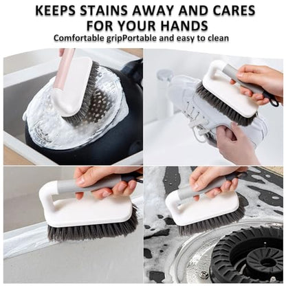 Scrub Brush, Scrubbing Cleaning Brushes, Heavy Duty Cleaning Brushes with Handle, for Shower, Bathroom, Carpet, Kitchen and Bathtub Scrubber, 2 Pack (Grey) - color: Gray