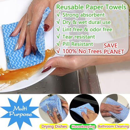 Reusable Paper Towels Washable, 60 Cts Disposable Cleaning Dish Cloths, Multi-Purpose Kitchen Wipes Roll, Pink - color: Pink 1 Roll