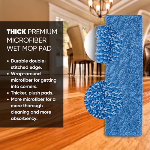 Microfiber Wholesale 18" Absorbent Microfiber Wet Mop Pad - Reusable, Machine Washable, Refills (2 Pack) - size: 18 inch 2 Pack