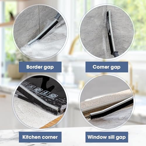 VeranCo Hard Bristle Crevice Cleaning Brush, Black 3Pcs, Polypropylene Handle, Ideal for Kitchen Gaps, Window Tracks, Grout, and More