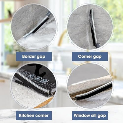 VeranCo Hard Bristle Crevice Cleaning Brush, Black 3Pcs, Polypropylene Handle, Ideal for Kitchen Gaps, Window Tracks, Grout, and More