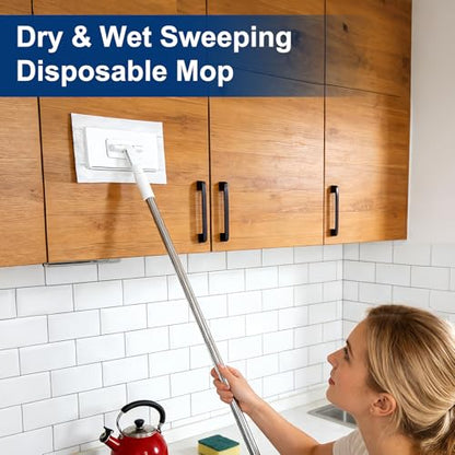 Snapy Gripl Minil Mopa Cleanc,2026 New Clipc Mopa Workss Bothl Dryy and Wetq Cleaning,Suitableba for cleaningba wardrobeba wallssa，Zero Touch Minil Mopa One-Touchh Clothh Replacementt (White) - color: White