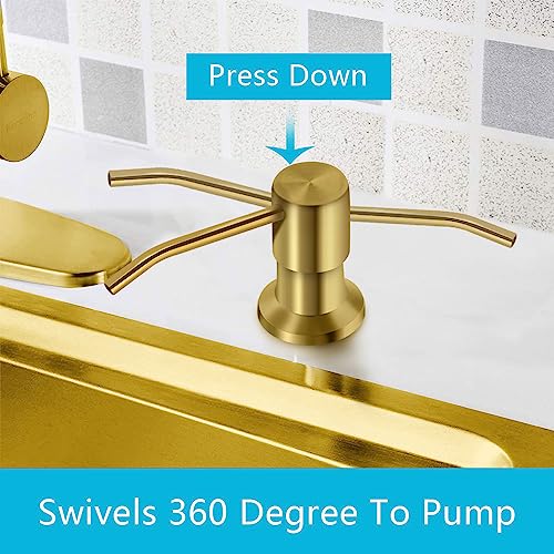 Soap Dispenser for Kitchen Sink, Countertop Sink Soap Dispenser Pump, 47" Silicone Extension Tube Connect to The Soap Bottle Directly, Say Goodbye to Frequent Refills (Golden) - color: Golden