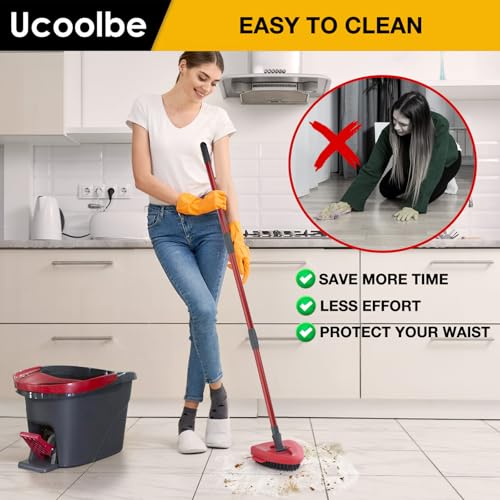2 Pack Upgraded Spin Mop Scrub Brush Replace Head Compatible with O Cedar EasyWring 1 Tank System, Scrubber mop Head Attachment, More Layers of Bristles for Bathroom, Deck, Kitchen - size: Upgraded 1-Tank Scrub Brush(2pcs)