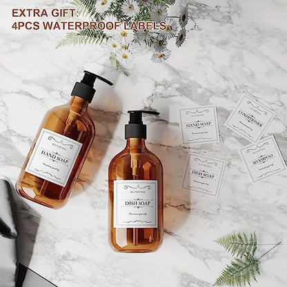 Amber Foam Soap Dispenser Set of 2 Bundle with 2 Pcs Amber Lotion Soap Dispenser