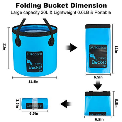2 Pack Collapsible Bucket 5 Gallon Container Folding Water Bucket Portable Wash Basin for Outdoor Travelling Camping Fishing Gardening Car Washing 20L - color: Blue & Yellow