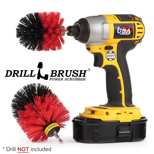 Outdoor Cleaning Supplies - Garden and Statue Cleaning Brush Set - Patio and Deck Scrubbing Tools - Bird Bath Cleaning Brush - Concrete Cleaning Brushes - Stone Stain Removing Tool - Brick Brush - color: Red
