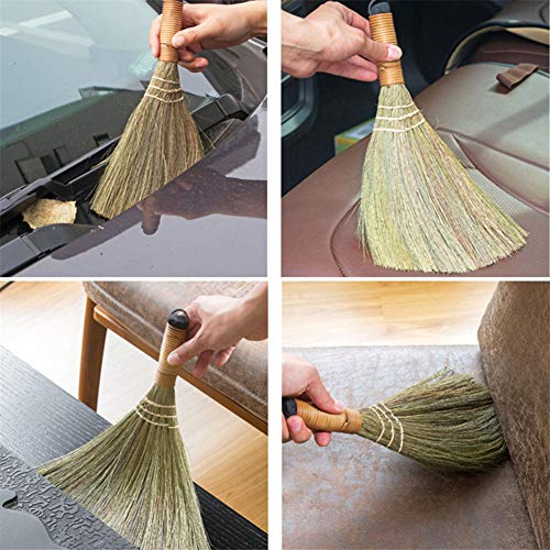 Handmade Straw Brooms for Sweeping, Natural Soft Straw Broom for Cleaning Indoor-Outdoor, Office, Sofa, Floor Car, Decor Idea -12 X 8 Inches (1 PC)