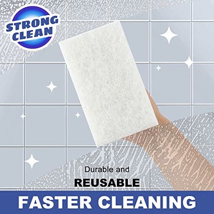 Handled Bath Scrubber, Bathroom Scouring Pad, Heavy Duty Cleaning Sponge Scrub Brush, Non-Scratch Remove Soap Scum, for Cleaning Shower Tile Bathtube Sink Spas Hot Tubs, Swimming Pool Step & Corner