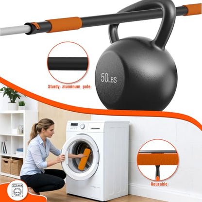 Window Squeegee Kit with Extension Pole, 2-in-1 Professional Washer for High Windows, 3-12FT Adjustable Reach, Rotatable Head for Indoor & Outdoor Use, Streak-Free Cleaning Tool for Home