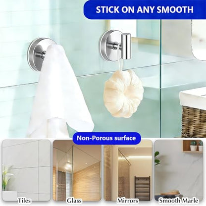Suction Cup Hooks Suction Towel Shower Home So No Drill Storage Wall Silver Suction Hooks for Shower Wall Bathroom Window Wash Door Wreath, 4 Pack - color: Silver