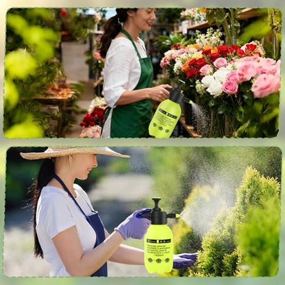 2 Pcs 1/2 Gallon Plastic Handheld Pump Sprayer – Garden Pressure Sprayer Bottle with Adjustable Nozzle for Plants, Cleaning, Household Tasks – Yellow - color: Yellow, size: 1/2 Gallon