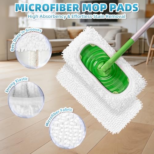 6 Pack Reusable Mop Pads Compatible with Swiffer Sweeper Mop, Washable Wet Pads Refill, Dry Sweeping Cloths, Microfiber Pads for Mopping Floors (Gray, White) - color: Gray, White