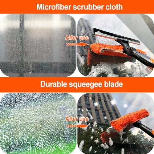 Buyplus 26Ft High Reach Squeegee for Window Cleaning Kit with 5 to 20 Foot Extension Pole, Extendable Window Cleaner Squeegee, Telescopic Window Washing Kit for Indoor/Outdoor High Window
