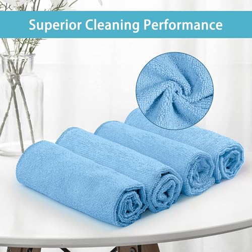HOMEXCEL Blue Cleaning Rags 5 Pack, Highly Absorbent Microfiber Cleaning Cloth for Kitchen, Lint Free, Scratch-Free, Reusable Microfiber Towels for House, Window and Glass, Cars, 11.5 X11.5 inch - color: Blue