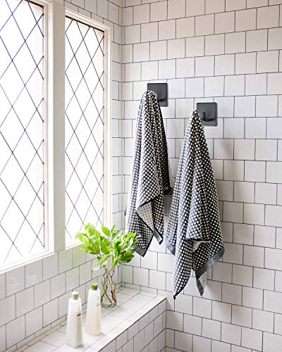 Yikla Shower Hooks, Adhesive Wall Hooks for Hanging Keys, Hats, Sticky Bathroom Hooks, Black Towel Hooks, 4 Pack - color: Black, size: 4 Pack
