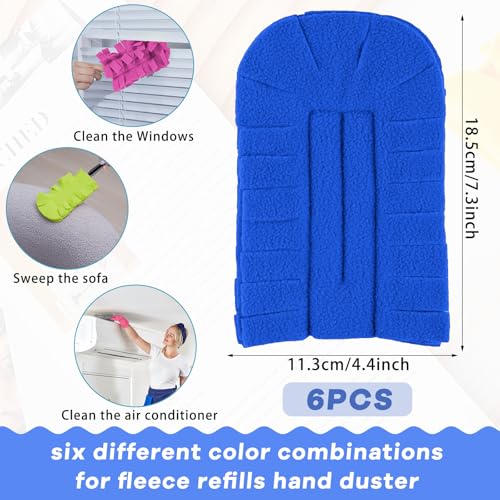 Zubebe 6 Pcs Duster Refill Reusable Fleece Duster Refills Feather Flat Dusters Multi Surface Washable Cleaning Pads Tools for Home, Blinds, Car, Pet, Furniture, Fans (Elegant Color) - color: Elegant Color