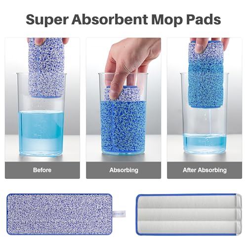 JOYMOOP Replacement Mop Pads for Flat Mop Bucket System, Microfiber, 13-Inch, Pack of 4, Slate Blue - color: 4 Pcs 13" - 4 Slate Blue, size: 13.0 × 4.9 Inch