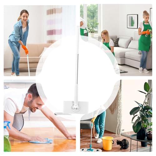 Zero S nap Grip Mini Mops, Retractable Ga p Dust Cleaner Flat Mops with 360° Rotating Head & Sweeping Cloths for Gaps & Multi- for Kitchen Bathroom Car Floor Home - color: White-l
